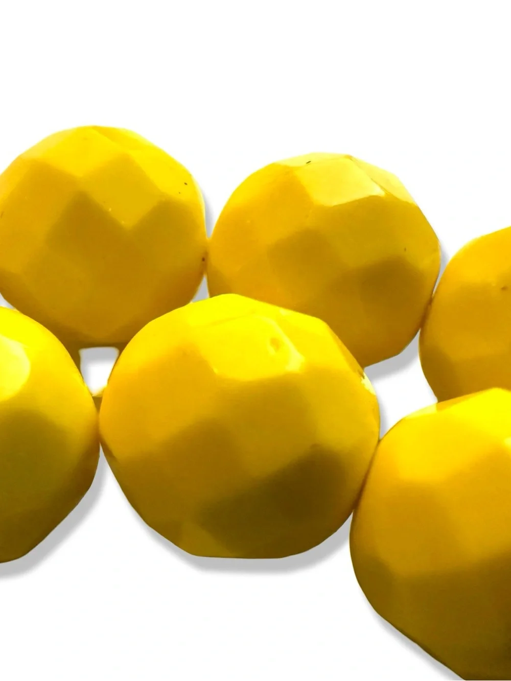 Yellow Faceted VTG Preciosa Czech Glass Beads, 20 Pieces